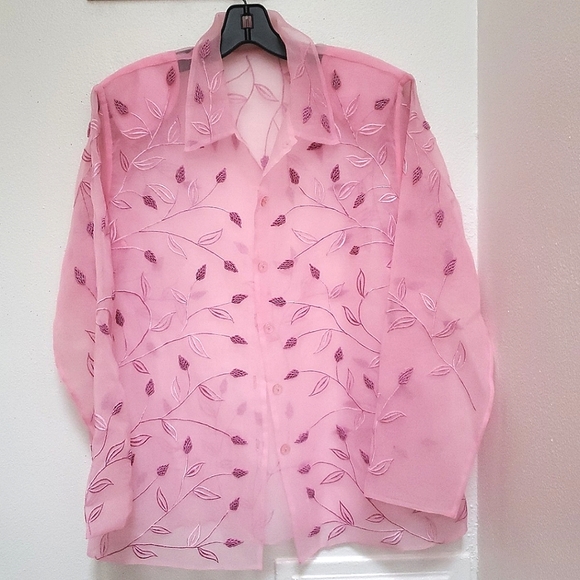 🏠 Shift Dress w/Matching Sheer Embroidered Blouse Size 12 - Picture 5 of 6